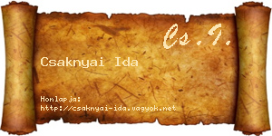 Csaknyai Ida névjegykártya